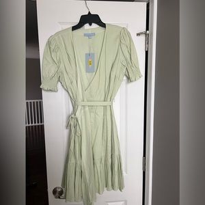 NWT Antonio Melani Cleo Linen Wrap Dress in Black size 12